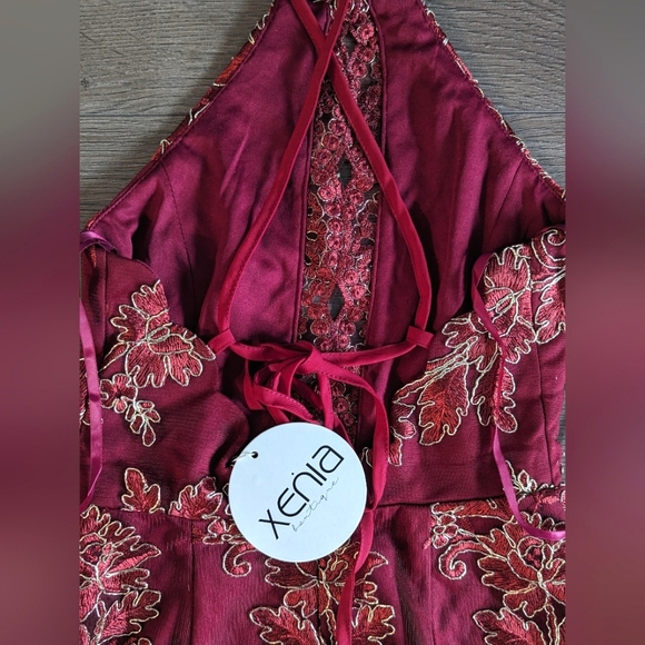 ✨ NWT ✨ RED DELICATE GOLD EMBELLISHMENT DETAIL DRESS - XS - Picture 8 of 11